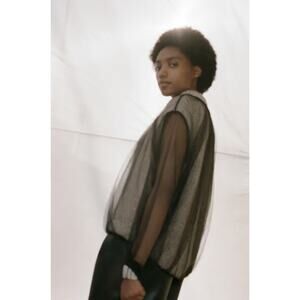 PRFCT NMBR Fall 2020 RARE Sheer Overlay Chunky Knit Cropped Sweater S
